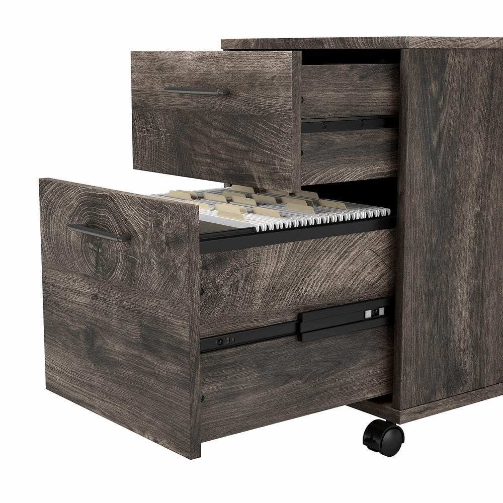 Bush Furniture Key West 60W L Shaped Desk with 2 Drawer Mobile File Cabinet, Dark Gray Hickory. Picture 6