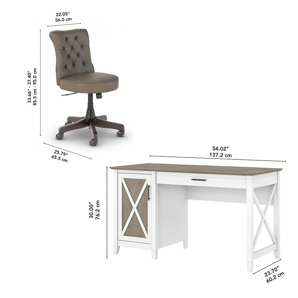 54W Computer Desk with Storage and Mid Back Tufted Office Chair Shiplap Gray/Pure White. Picture 5