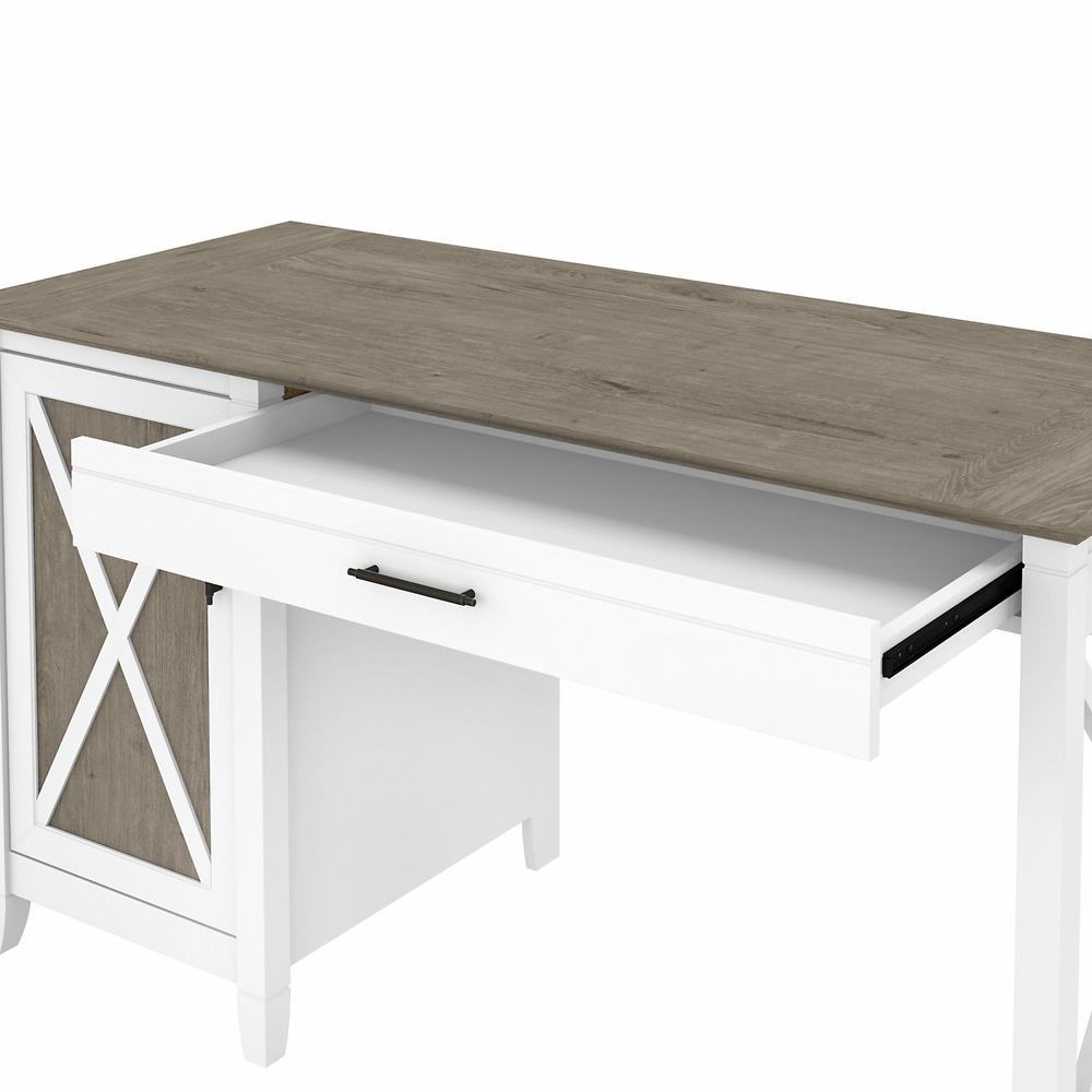 54W Computer Desk with Storage and Mid Back Tufted Office Chair Shiplap Gray/Pure White. Picture 6