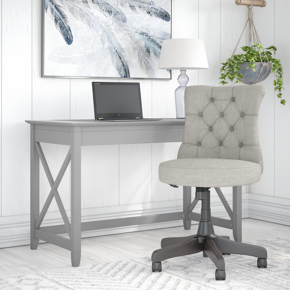 48W Writing Desk with Mid Back Tufted Office Chair Cape Cod Gray. Picture 2