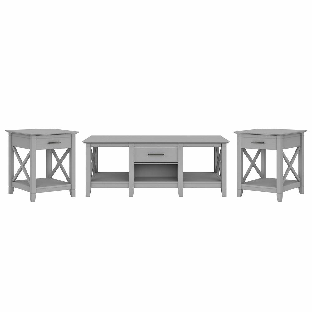 Bush Furniture Key West Coffee Table with Set of 2 End Tables. Picture 1