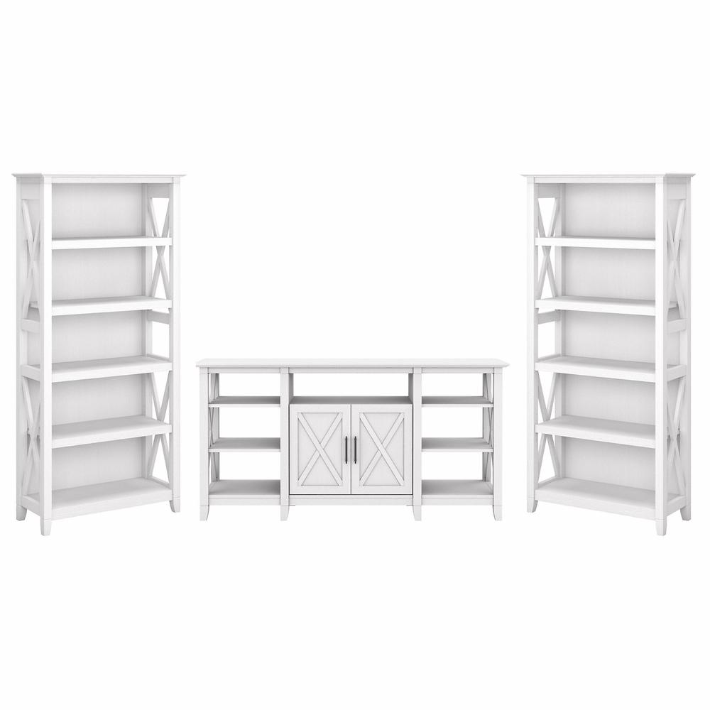 Key West Tall TV Stand with Set of 2 Bookcases in Pure White Oak. Picture 1