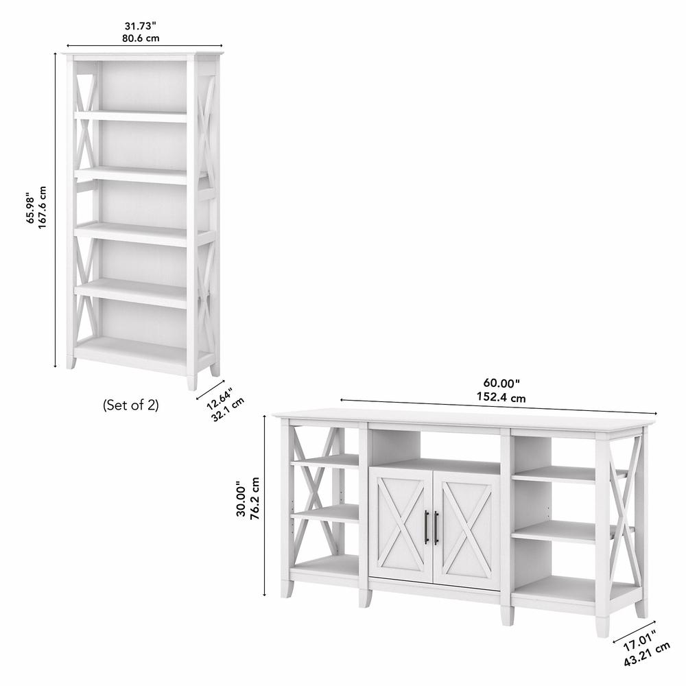 Key West Tall TV Stand with Set of 2 Bookcases in Pure White Oak. Picture 6