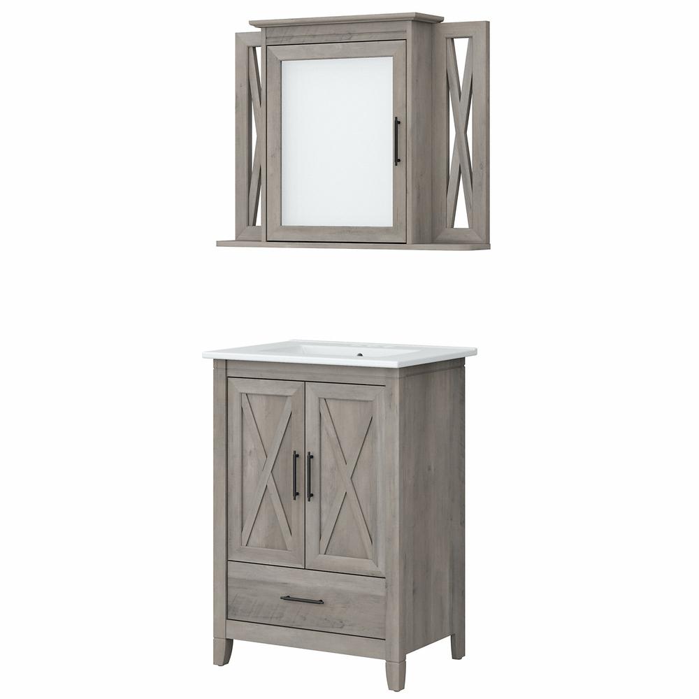 24W Bathroom Vanity Sink with Mirror Driftwood Gray. Picture 1