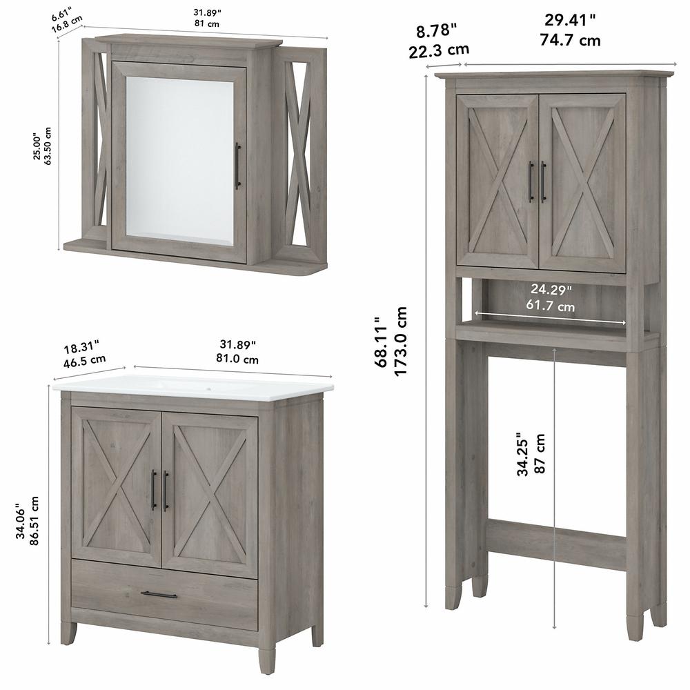 32W Bathroom Vanity Sink with Mirror and Over The Toilet Storage Cabinet Driftwood Gray. Picture 5