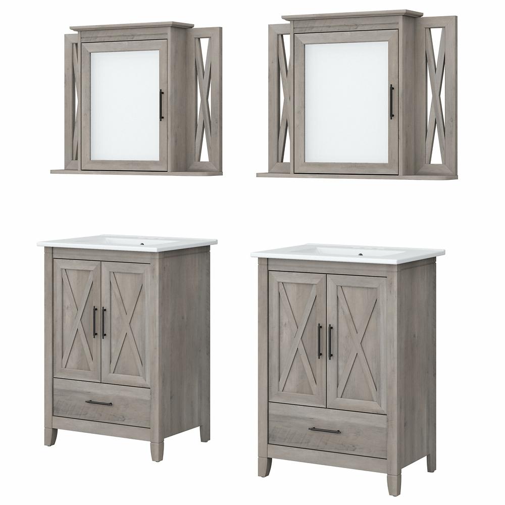 48W Double Vanity Set with Sinks and Medicine Cabinets Driftwood Gray. Picture 1