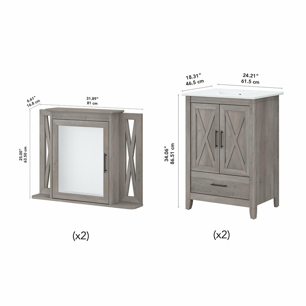 48W Double Vanity Set with Sinks and Medicine Cabinets Driftwood Gray. Picture 5