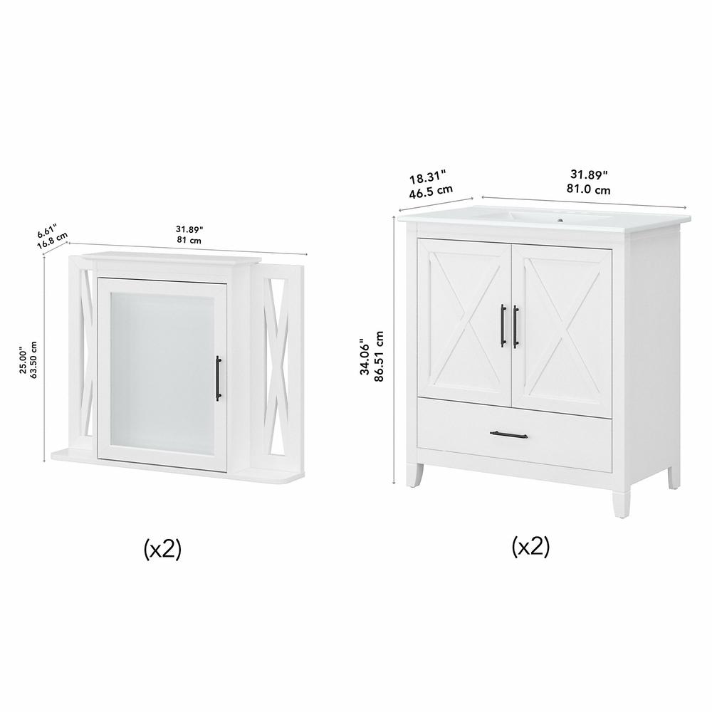 64W Double Vanity Set with Sinks and Medicine Cabinets White Ash. Picture 5