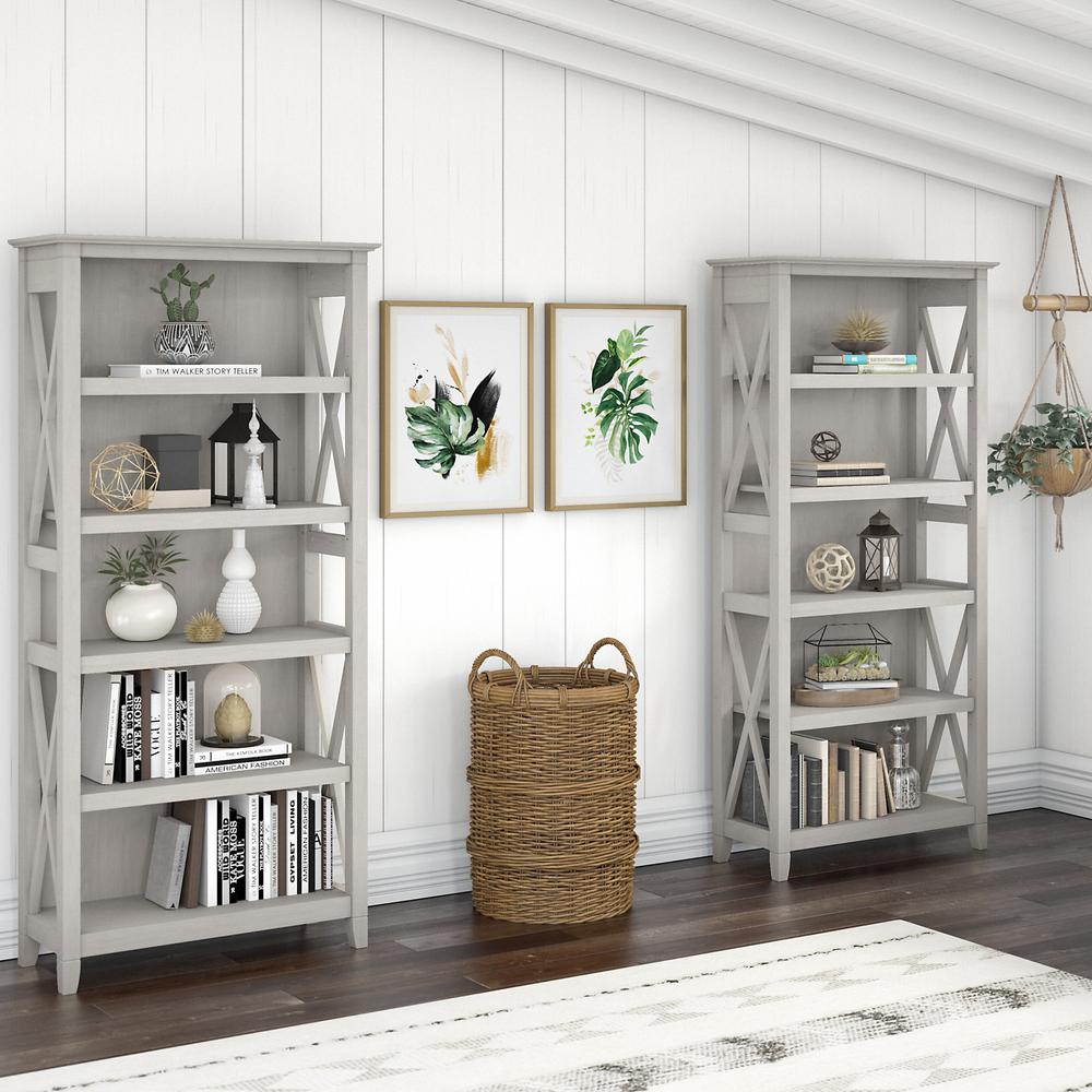 Key West 5 Shelf Bookcase Set in Linen White Oak. Picture 2