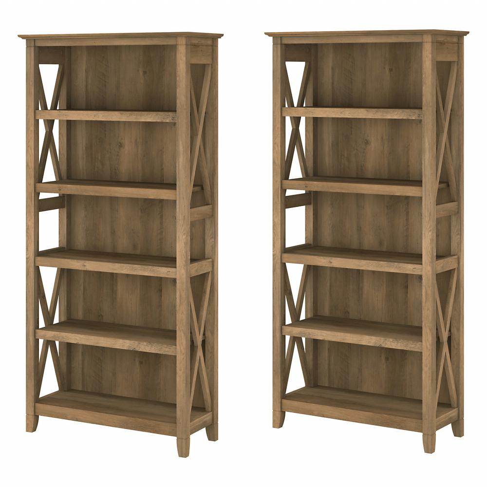 Key West 5 Shelf Bookcase Set in Reclaimed Pine. Picture 1