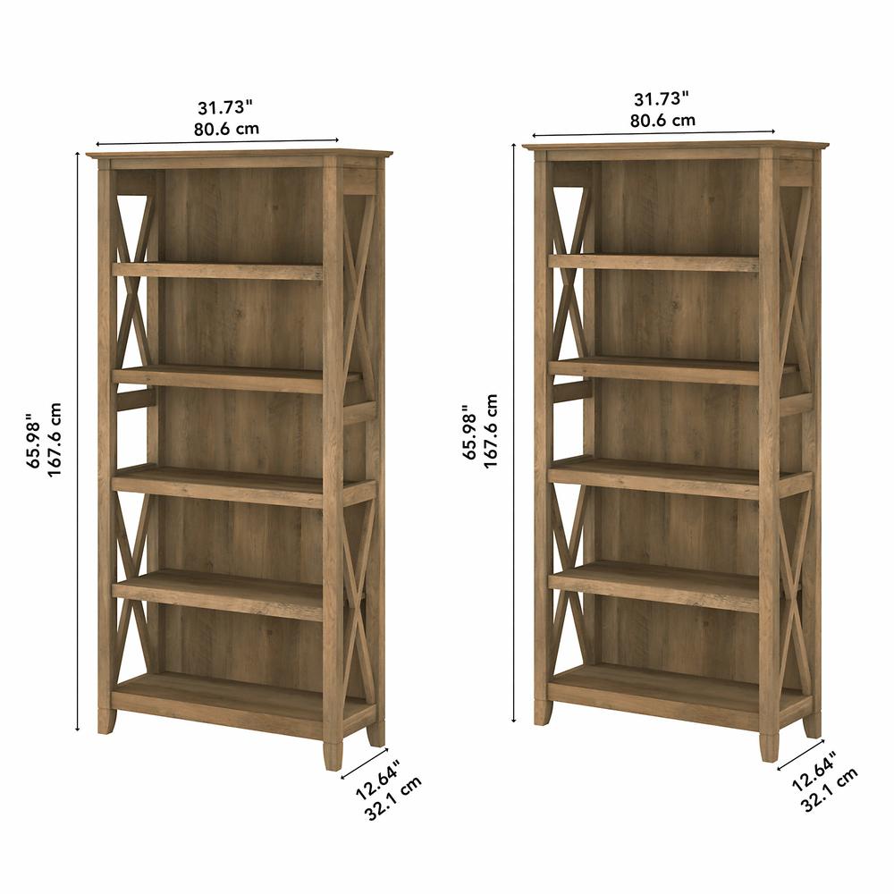 Key West 5 Shelf Bookcase Set in Reclaimed Pine. Picture 5