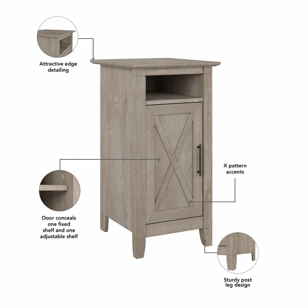Bush Furniture Key West Small Storage Cabinet with Door in Washed Gray. Picture 4