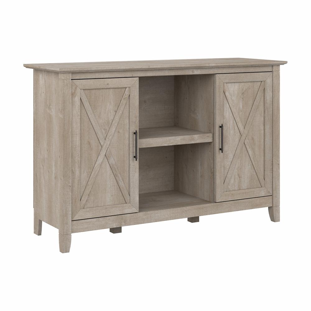 Bush Furniture Key West Accent Cabinet with Doors in Washed Gray. Picture 1