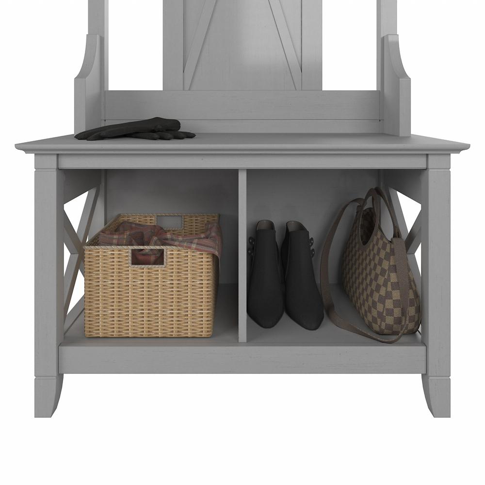 Bush Furniture Key West Hall Tree with Shoe Storage Bench, Cape Cod Gray. Picture 6