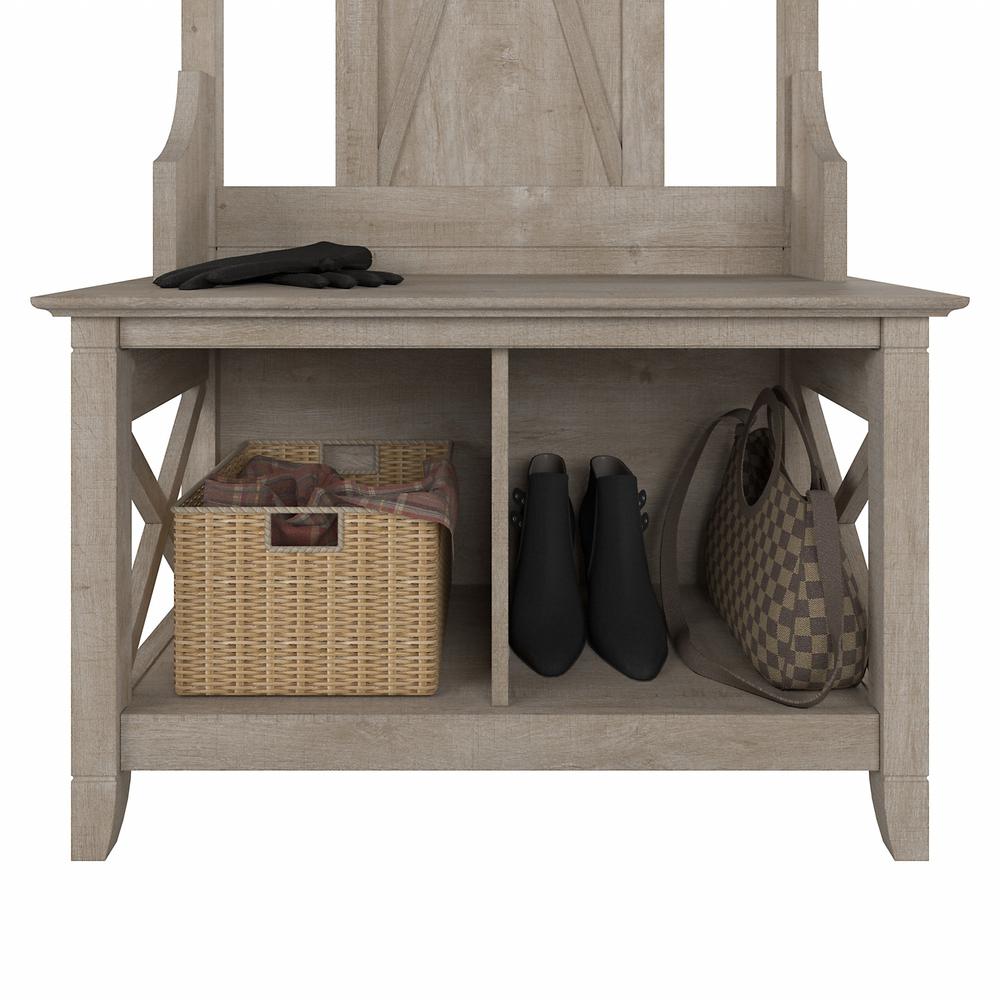 Bush Furniture Key West Hall Tree with Shoe Storage Bench, Washed Gray. Picture 6