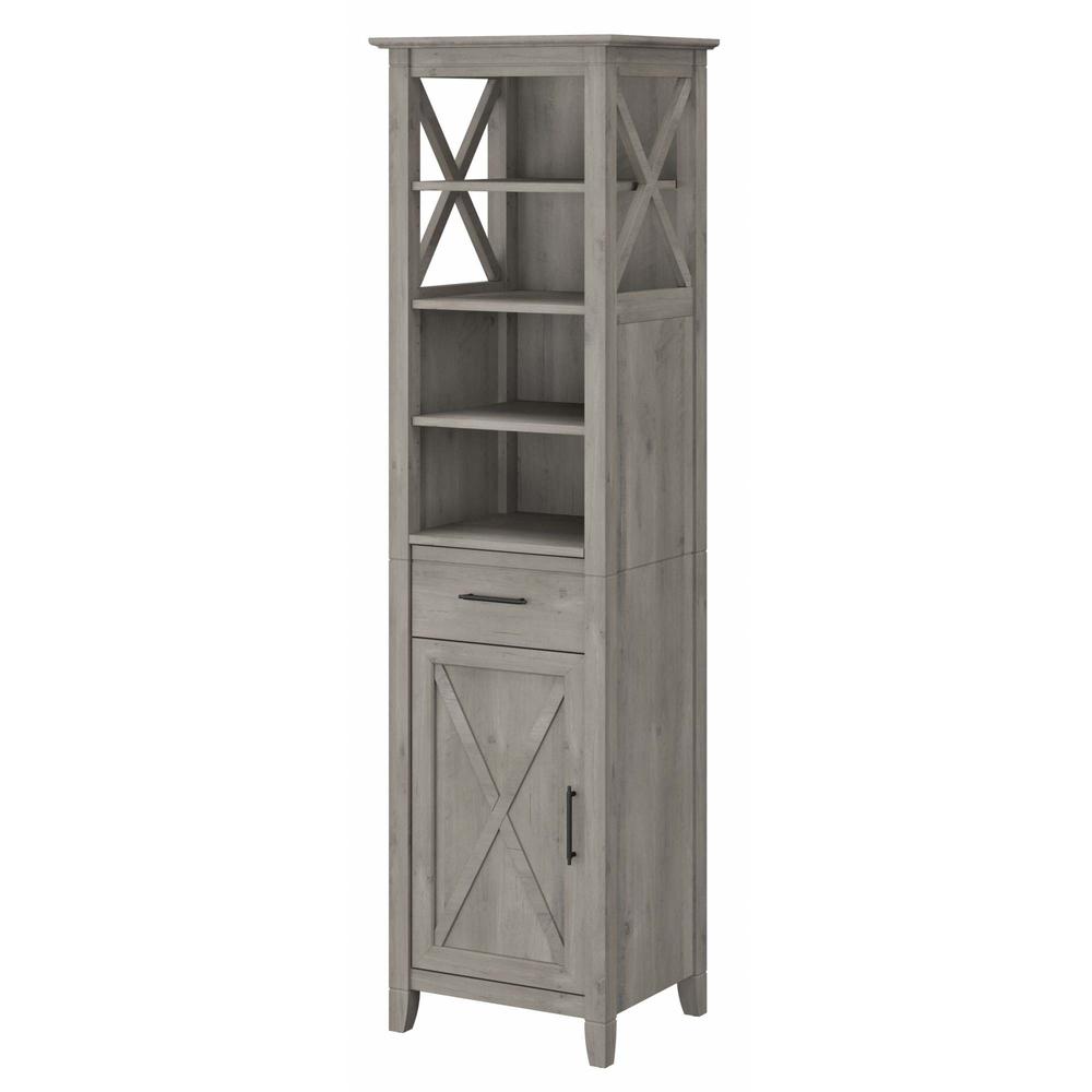Key West Tall Bathroom Storage Cabinet in Driftwood Gray. Picture 1