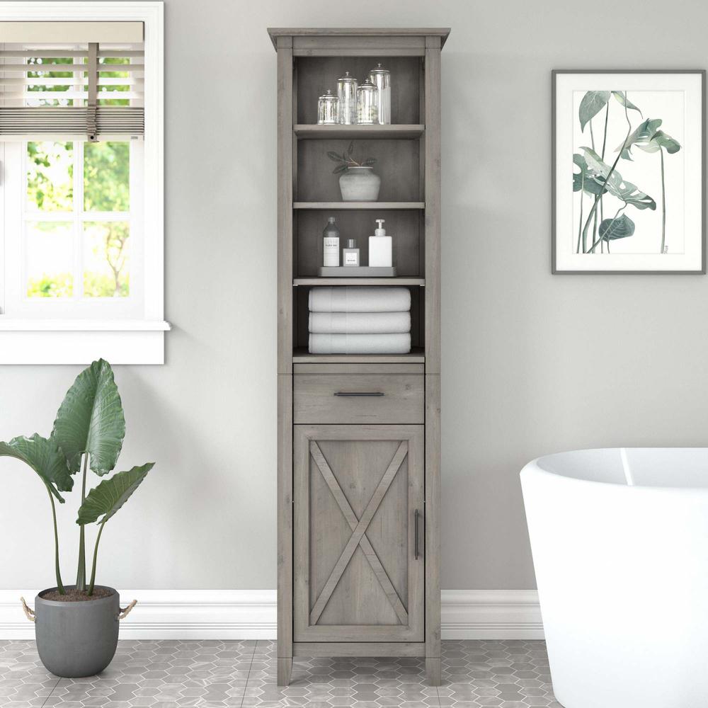 Key West Tall Bathroom Storage Cabinet in Driftwood Gray. Picture 6