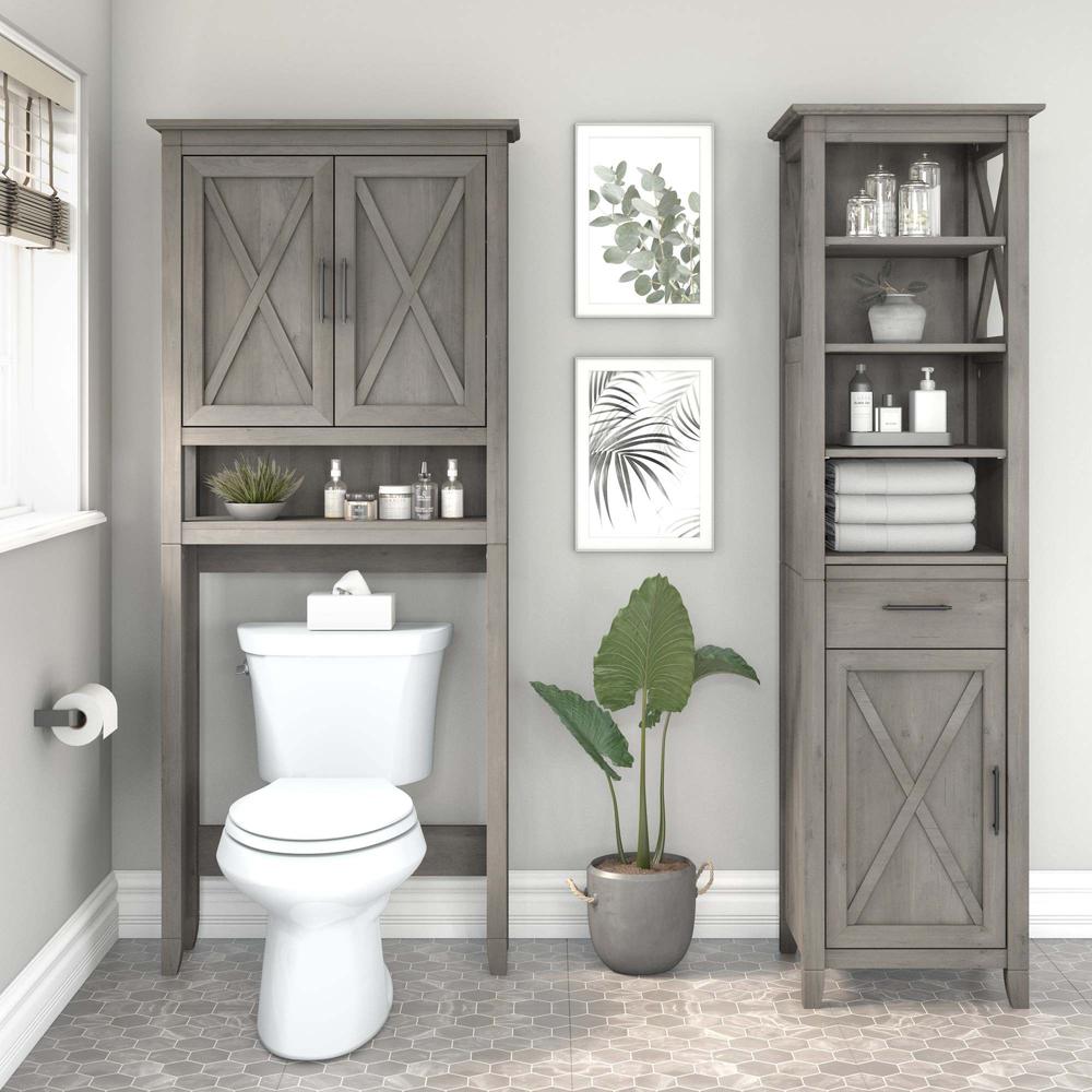 Key West Tall Bathroom Storage Cabinet in Driftwood Gray. Picture 7
