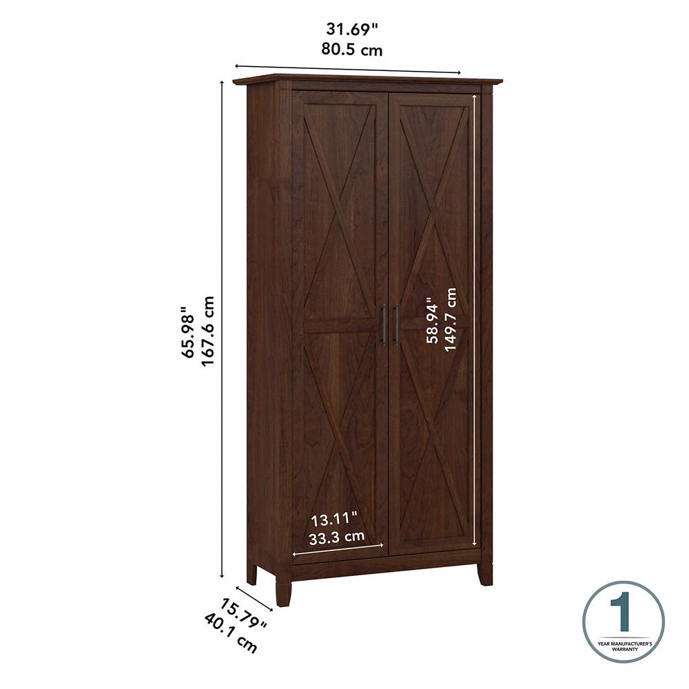 Bush Furniture Key West Tall Storage Cabinet with Doors in Bing Cherry. Picture 5