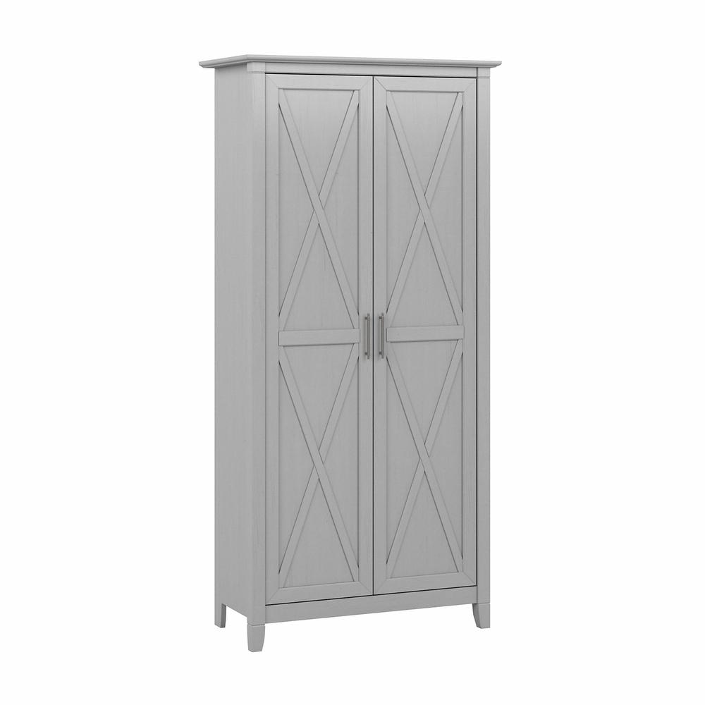 Bush Furniture Key West Tall Storage Cabinet with Doors in Cape Cod Gray. Picture 1
