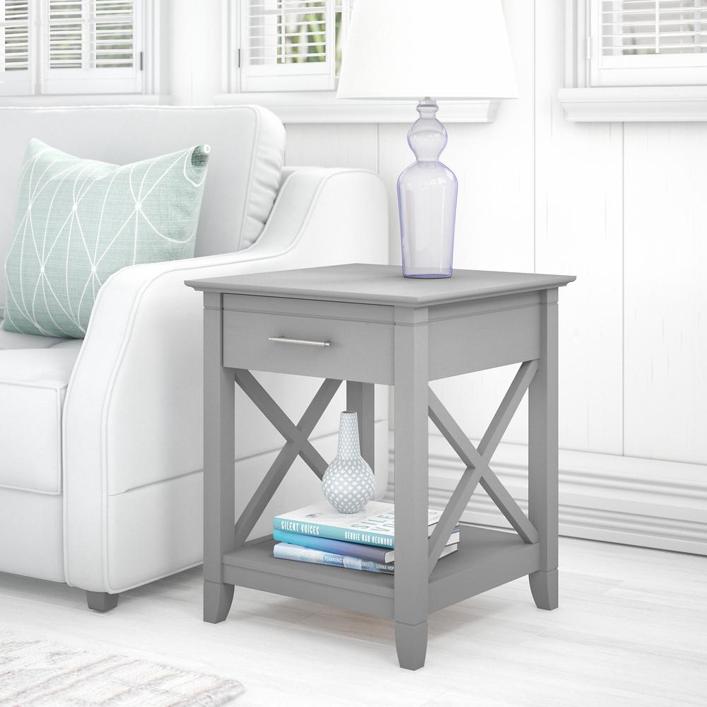 Key West End Table with Storage in Cape Cod Gray. Picture 3