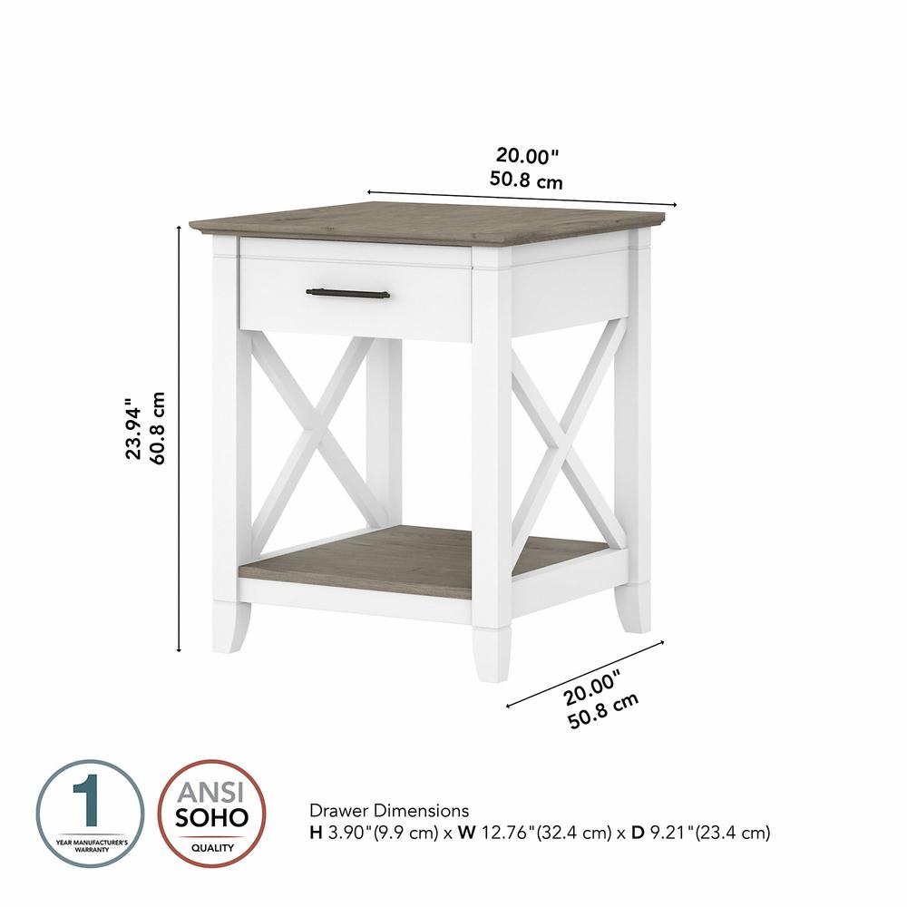 Key West End Table with Storage in Pure White and Shiplap Gray. Picture 6