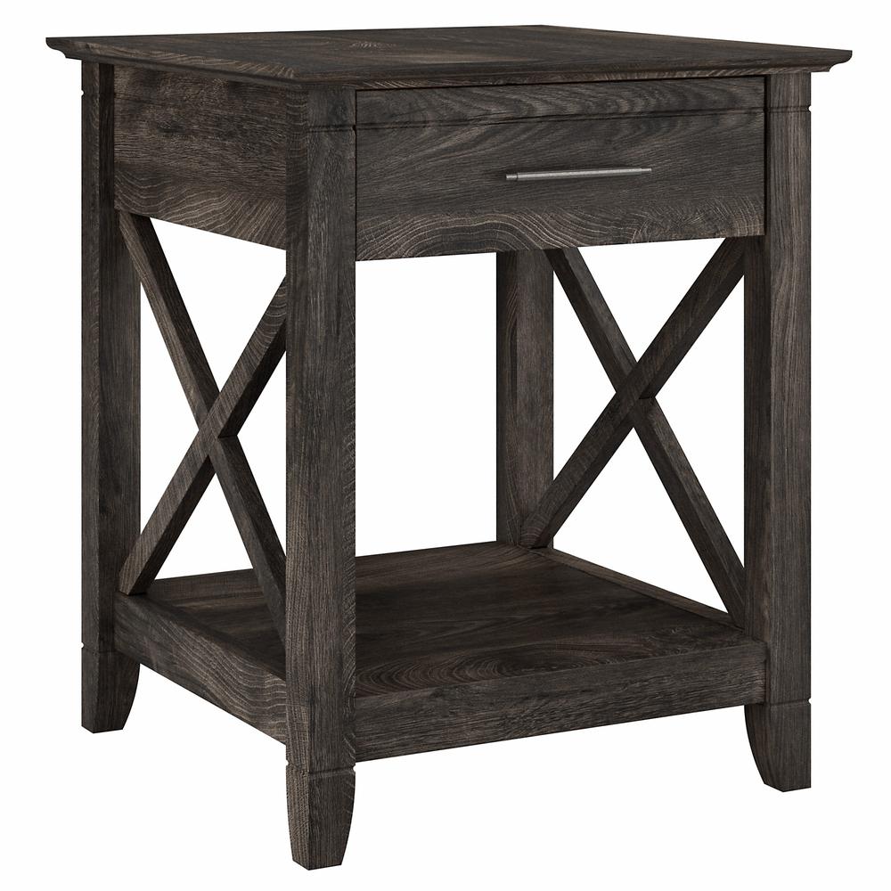 Key West End Table with Storage in Dark Gray Hickory. Picture 1