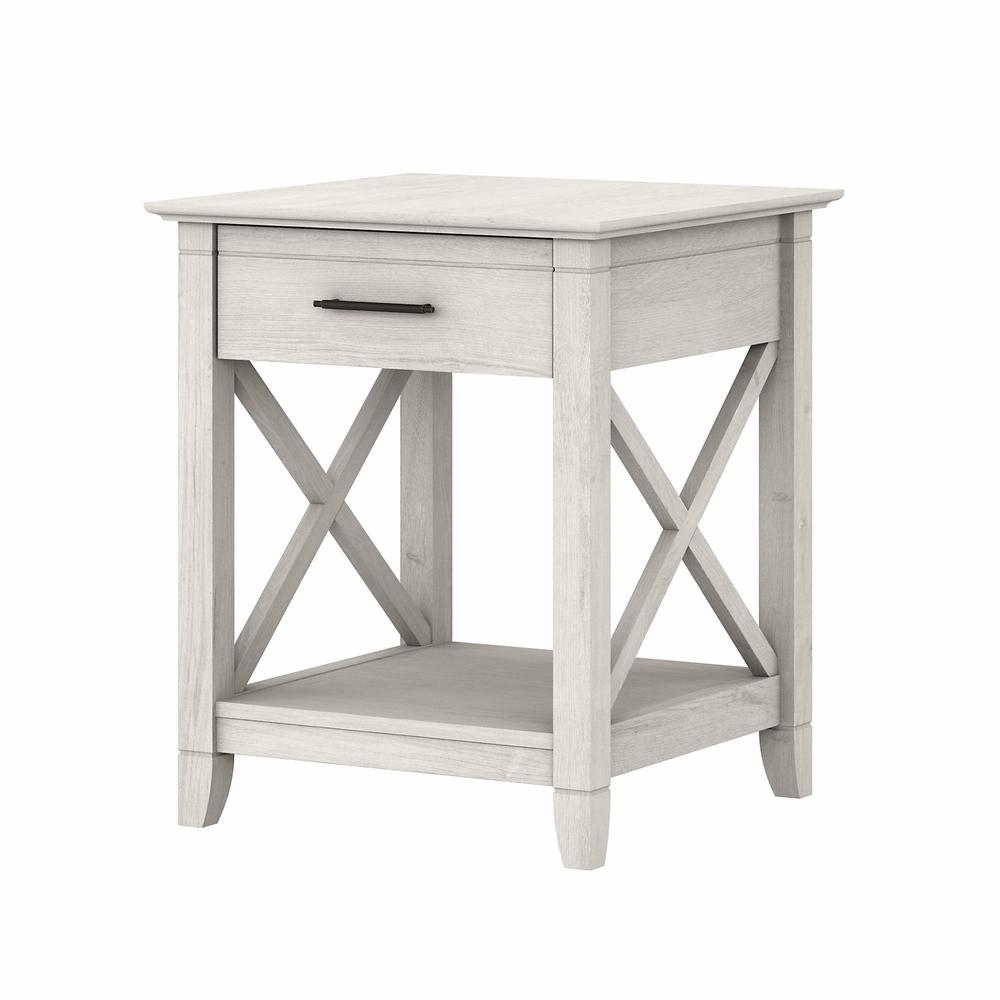 Key West End Table with Storage in Linen White Oak. Picture 1