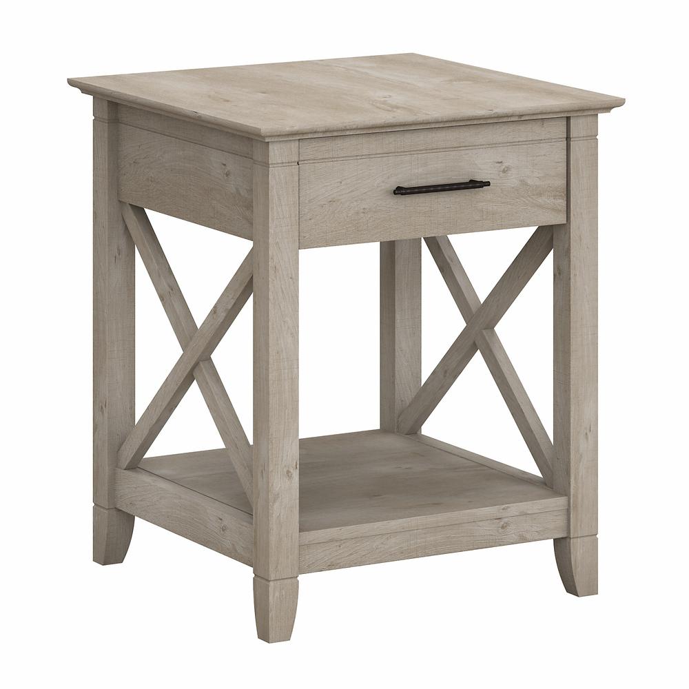Key West End Table with Storage in Washed Gray. Picture 1
