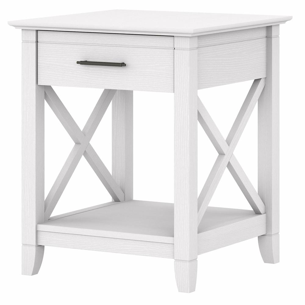 Bush Furniture Key West Nightstand with Drawer, Pure White Oak. Picture 1