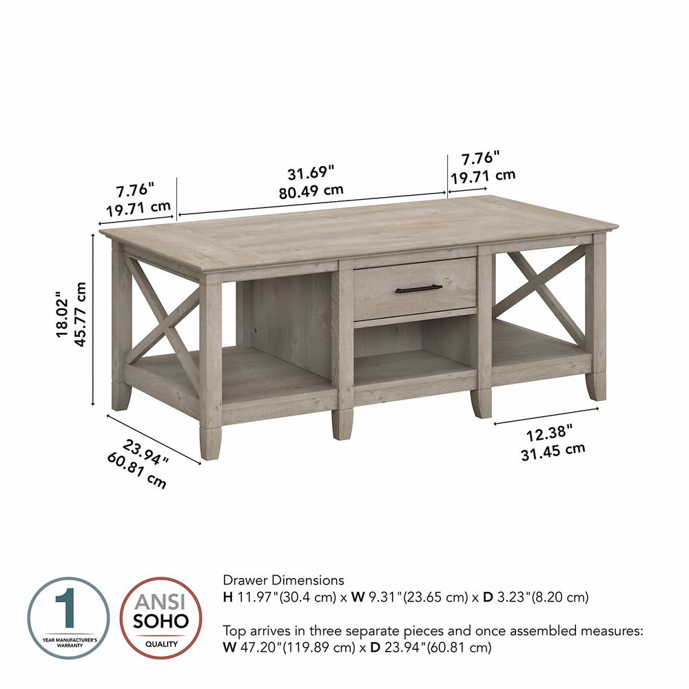 Key West Coffee Table with Storage in Washed Gray. Picture 4