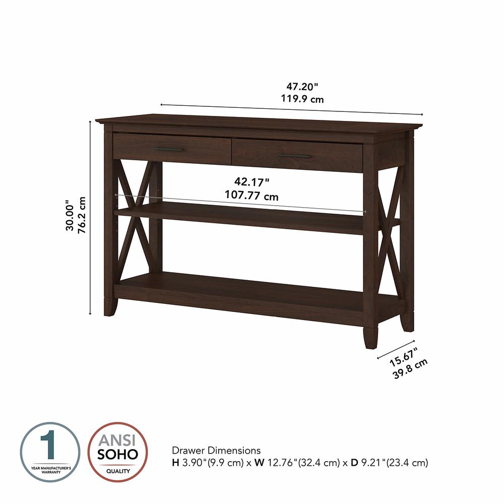 Key West Console Table with Drawers and Shelves in Bing Cherry. Picture 5