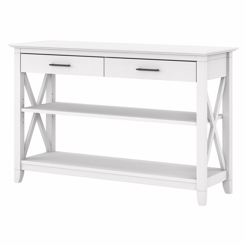 Key West Console Table with Drawers and Shelves in Pure White Oak. Picture 1