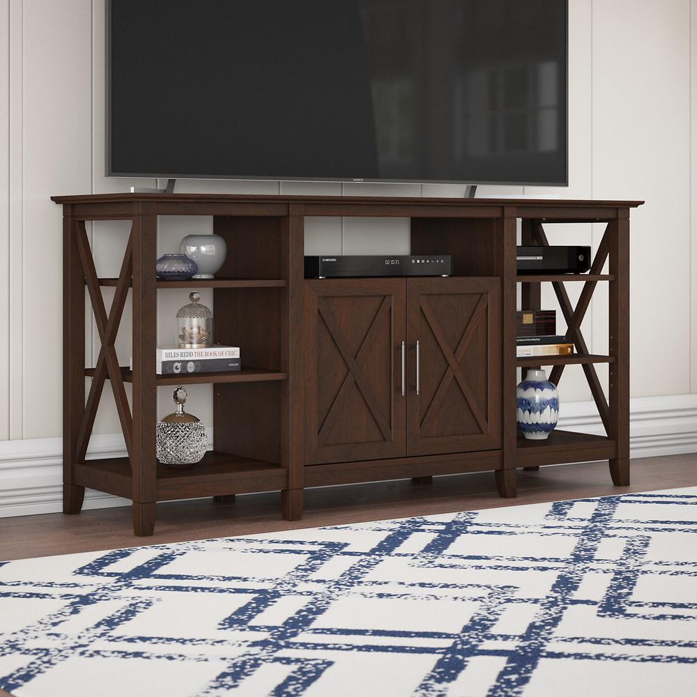 Key West Tall TV Stand for 65 Inch TV in Bing Cherry. Picture 2