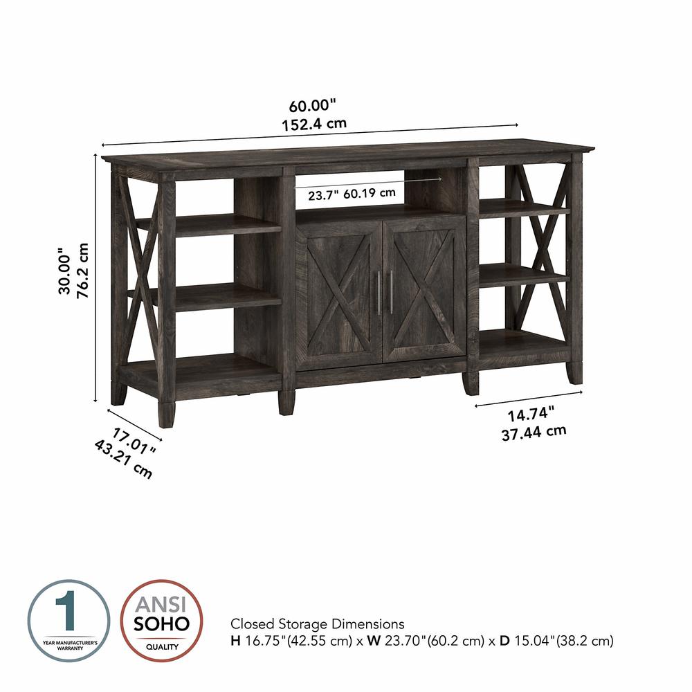 Key West Tall TV Stand for 65 Inch TV in Dark Gray Hickory. Picture 5