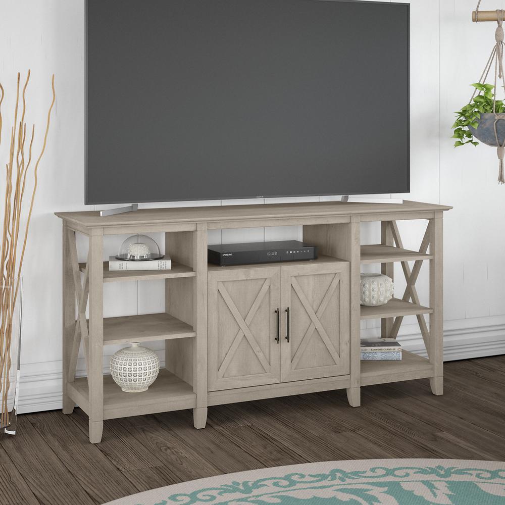 Key West Tall TV Stand for 65 Inch TV in Washed Gray. Picture 2