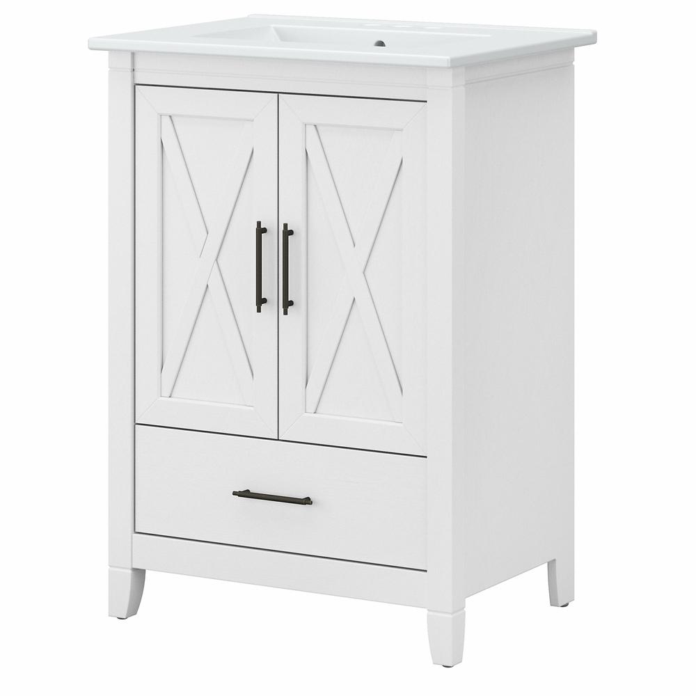 Bush Furniture Key West 24W Bathroom Vanity with Sink White Ash. Picture 1
