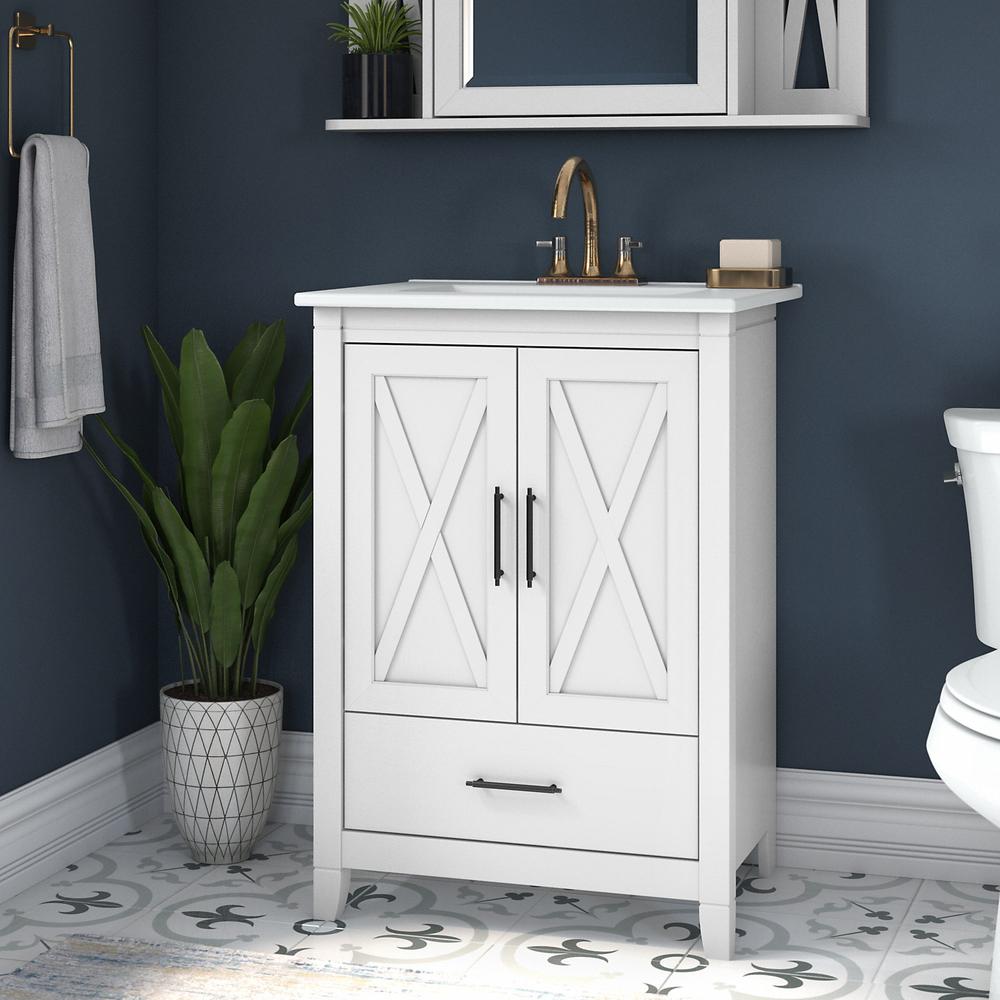 Bush Furniture Key West 24W Bathroom Vanity with Sink White Ash. Picture 2