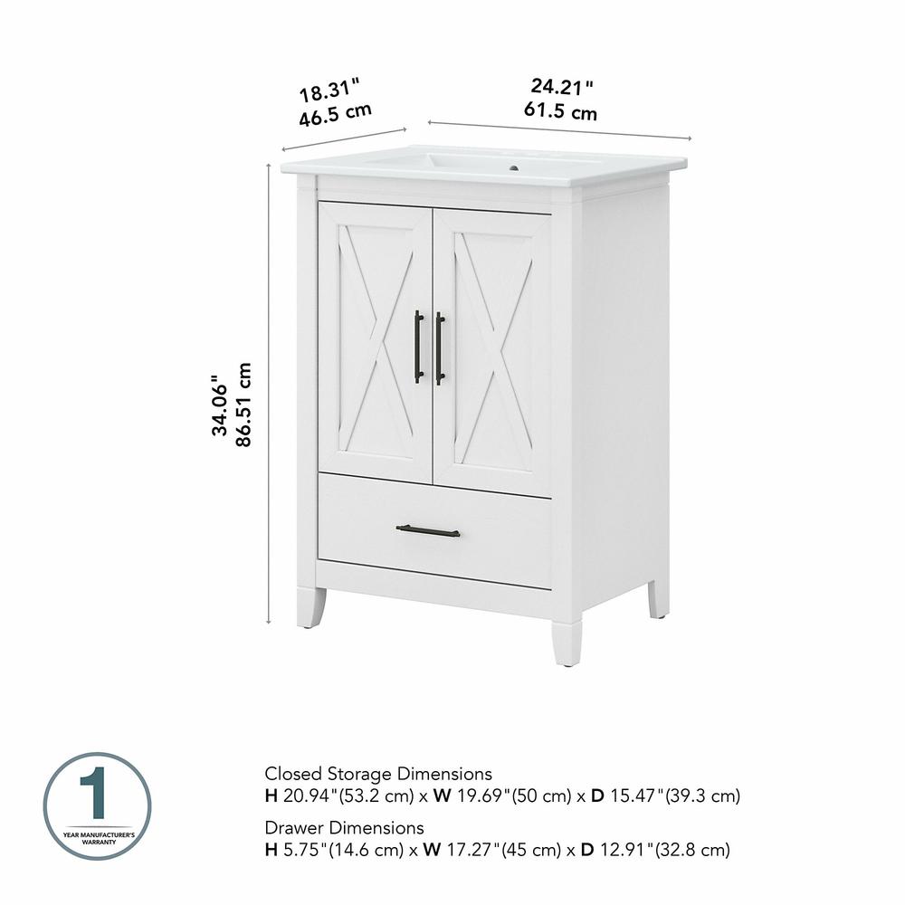 Bush Furniture Key West 24W Bathroom Vanity with Sink White Ash. Picture 5