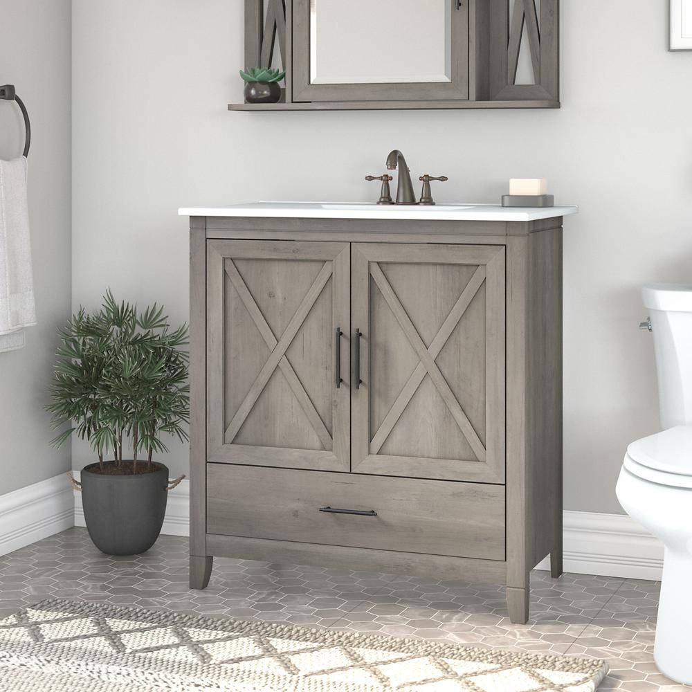 Bush Furniture Key West 32W Bathroom Vanity with Sink Driftwood Gray. Picture 2