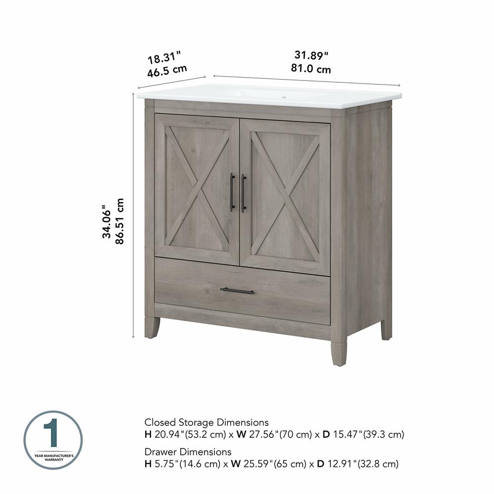 Bush Furniture Key West 32W Bathroom Vanity with Sink Driftwood Gray. Picture 5