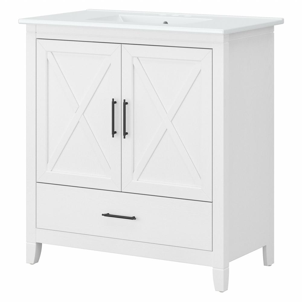 Bush Furniture Key West 32W Bathroom Vanity with Sink White Ash. Picture 1