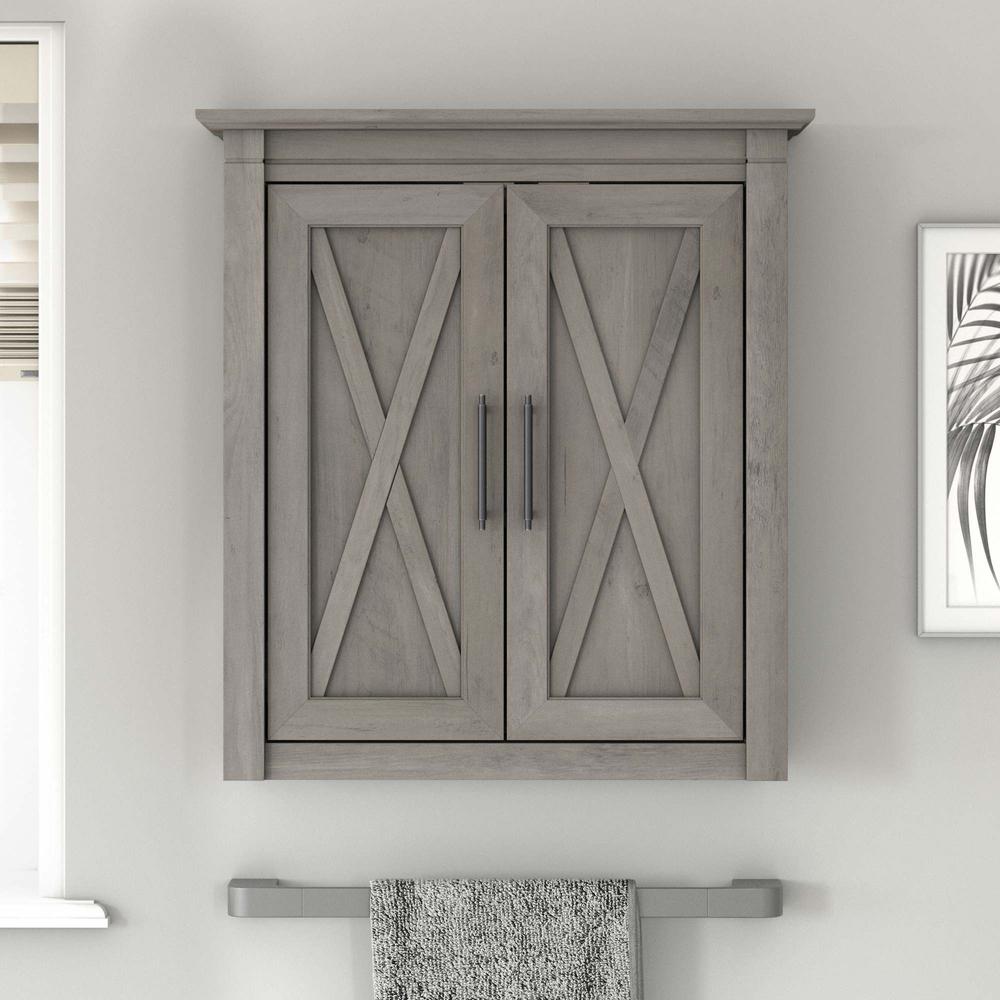 Key West Bathroom Wall Cabinet with Doors in Driftwood Gray. Picture 7