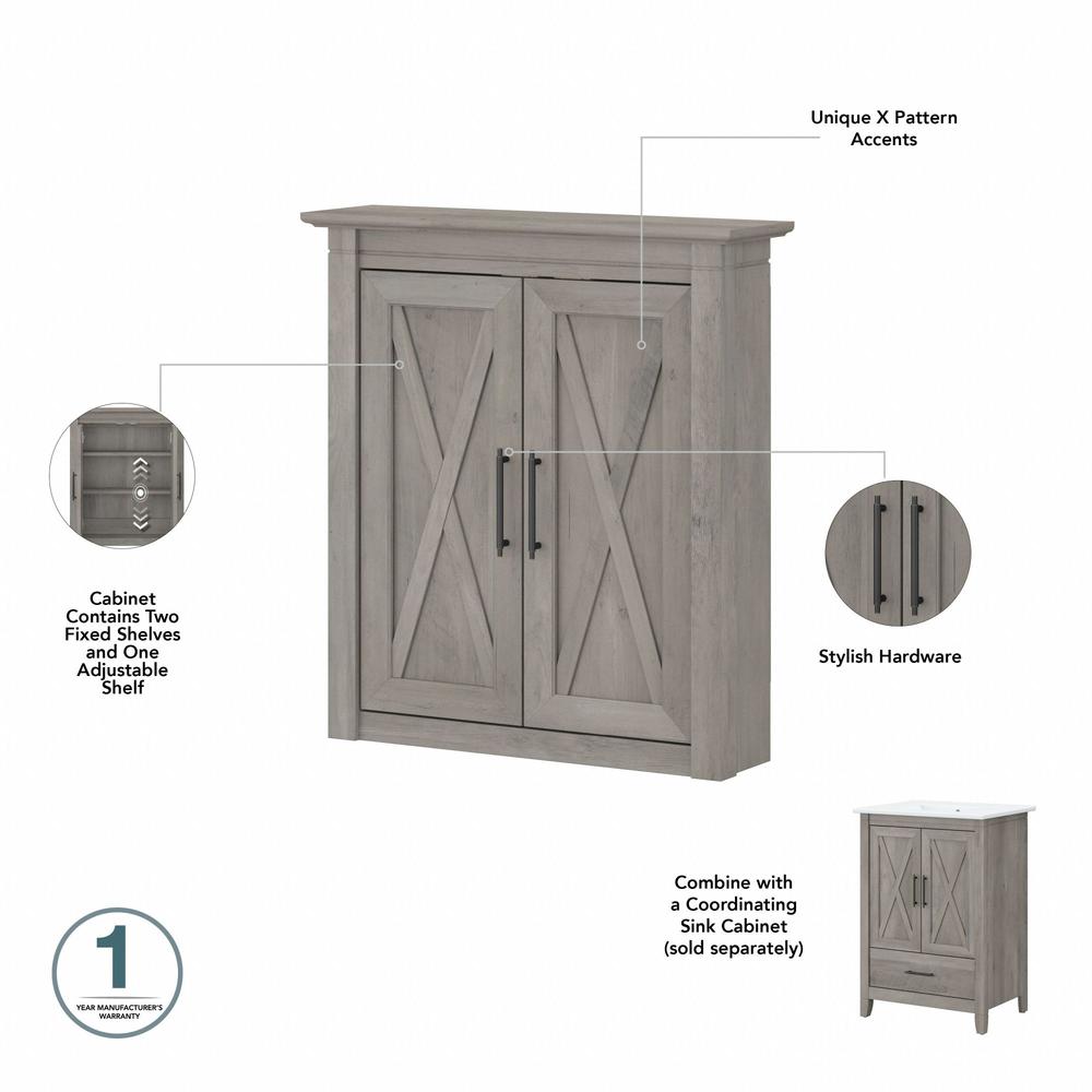 Key West Bathroom Wall Cabinet with Doors in Driftwood Gray. Picture 5