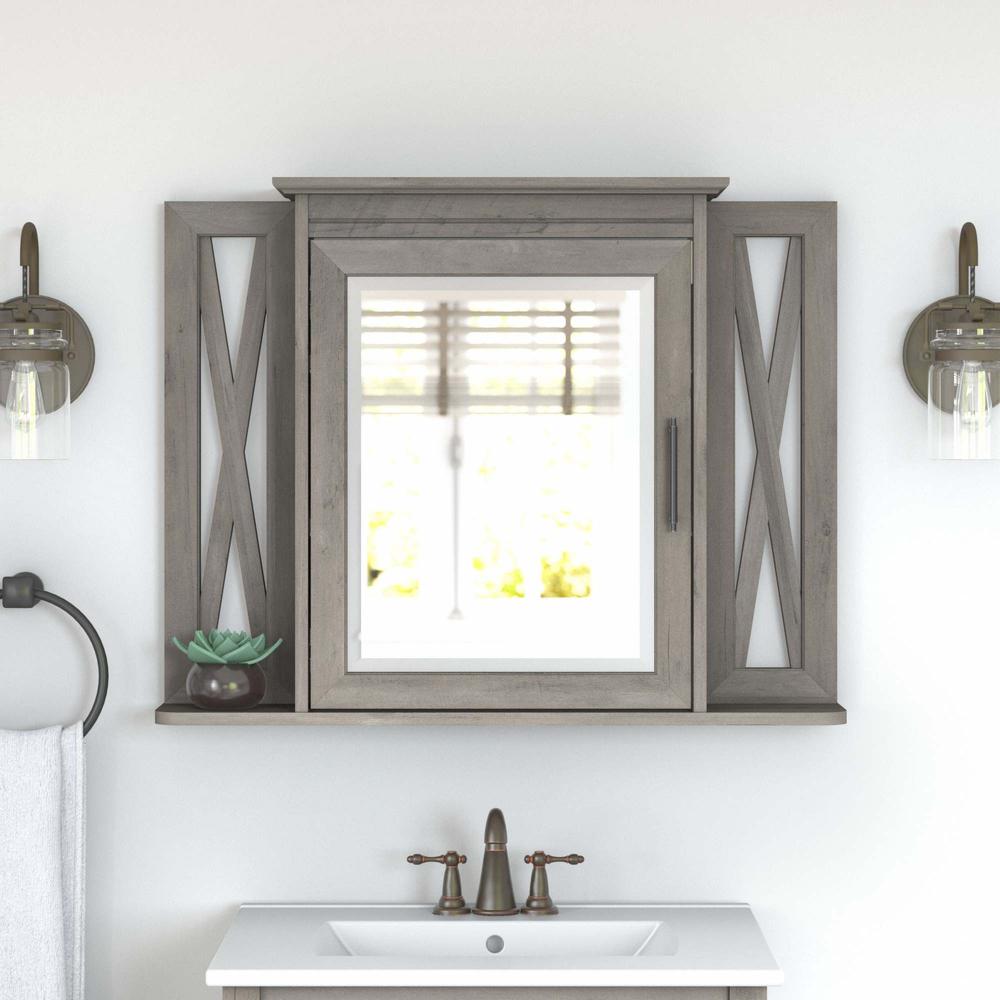 Key West Bathroom Medicine Cabinet with Mirror in Driftwood Gray. Picture 7
