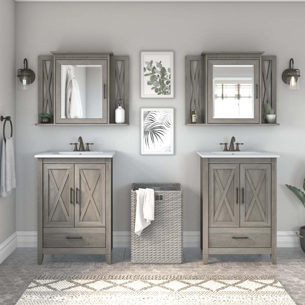 Key West Bathroom Medicine Cabinet with Mirror in Driftwood Gray. Picture 6