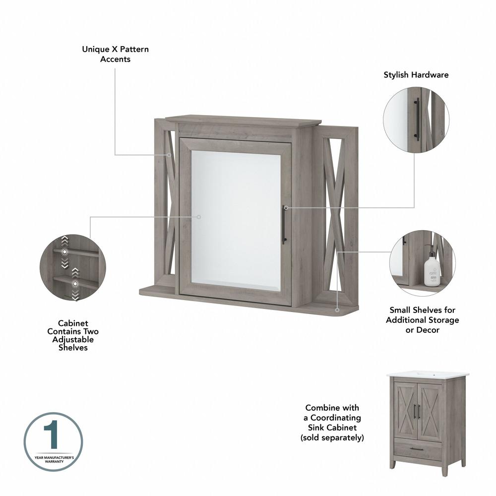 Key West Bathroom Medicine Cabinet with Mirror in Driftwood Gray. Picture 4