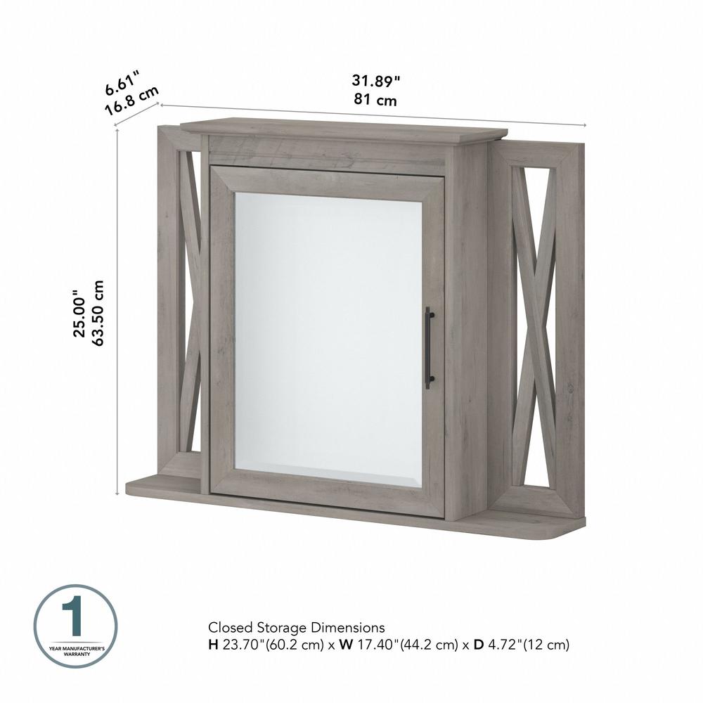 Key West Bathroom Medicine Cabinet with Mirror in Driftwood Gray. Picture 5