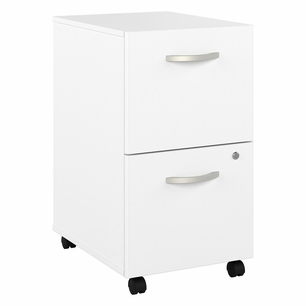 Bush Business Furniture Hybrid 2 Drawer Mobile File Cabinet - Assembled - White. Picture 1