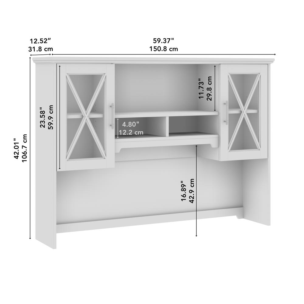 60W Farmhouse Hutch for Desk and Buffet Cabinet in Linen White Oak. Picture 2